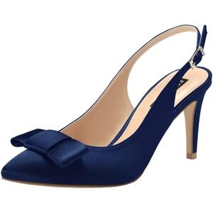 Navy Slingback Satin pumps NIB size 7